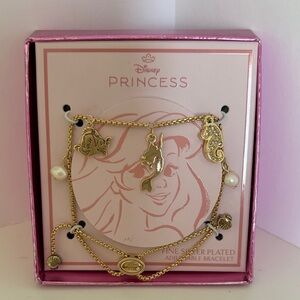 ☀️Disney Gold Ariel Charm Bracelet with Pearl Accents